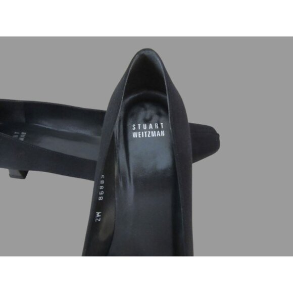 Stuart Weitzman Black Kitten Heel Pumps With Bow Accent SZ 7 1/2M - Picture 3 of 7